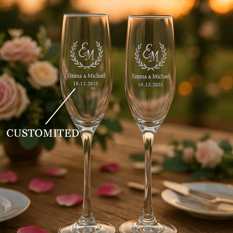 Custom Wedding Champagne Flutes, Personalized Bulk Engraved Glassware Sets, Toasting Glasses, Wedding Decor, Wedding Engraved,