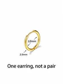 1入組不鏽鋼18k鍍金耳環,2.5毫米厚度,尺寸: 8-20mm,男女皆宜用於耳部穿孔 - 金黃色 - 查看 24