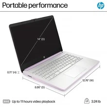 HP 14" HD Ultra Light Laptop With 1-Year Microsoft 365, Intel Processor N150, 4GB RAM, 128GB UFS, Wi-Fi 6, Long Battery, Windows 11 Home In S Mode, Honey Lavender - Mật ong hoa oải hương - Xem 6