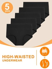 Molasus Women's Cotton Underwear High Waisted Full Coverage Ladies Panties (Regular & Plus Size) - màu đen - Xem 8