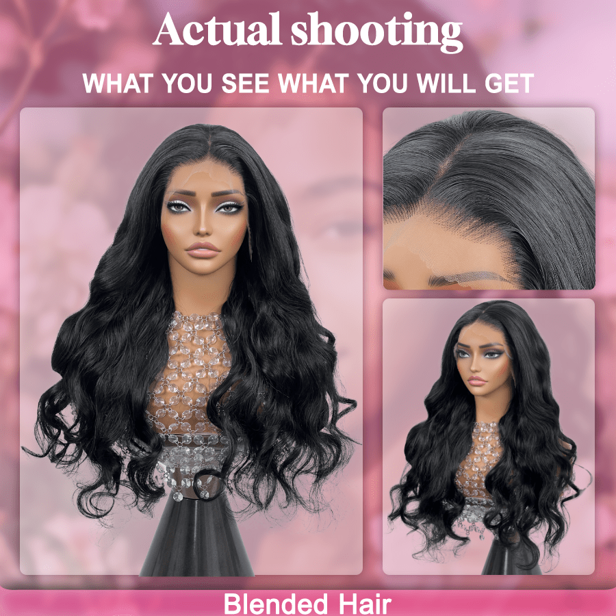 8-34 英寸 5x5 戴上即走无胶假发，人发混合发，自然黑色波浪卷发假发，隐形小结，预拔预剪波浪卷发假发，200% 密度，高清透明蕾丝前假发，巴西原生发，柔软自然，适合女性日常佩戴 - 自然色&黑色系 - 查看 3