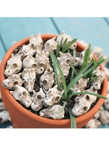 10 件龙头骷髅盆景装饰摆件，适用于酷炫花园装饰微缩模型、花园铺路石雕像、鱼缸装饰铺路雕像、万圣节装饰摆件、万圣节派对礼品、万圣节装饰用品 - 彩色 - 查看 9