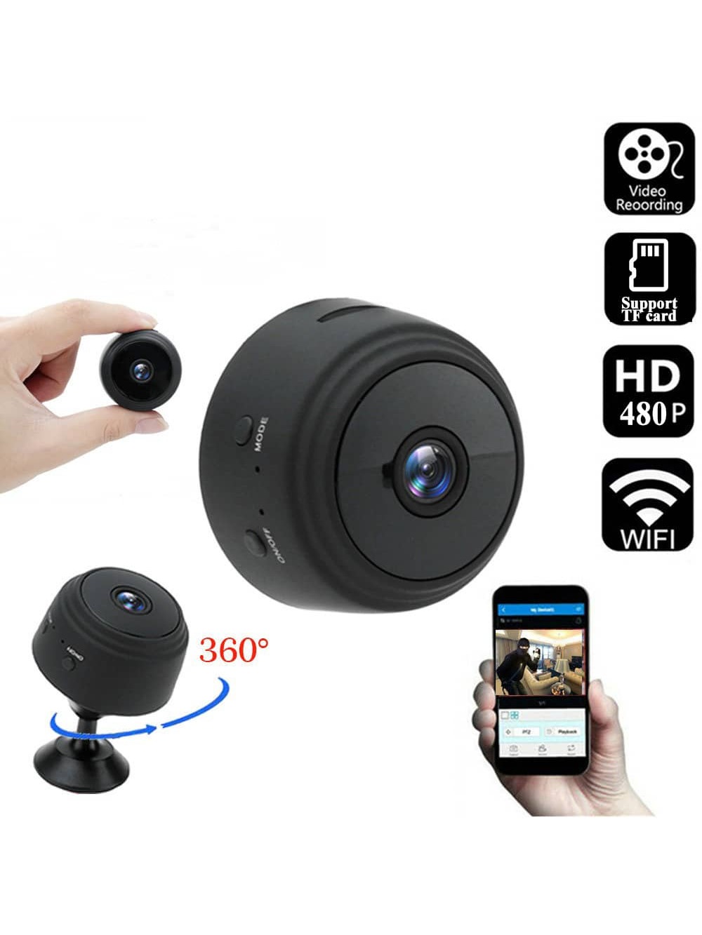 كاميرا صغيرة محمولة، كاميرا أمان ذكية بدقة 1080 بكسل، كاميرا منزلية لاسلكية، كاميرا رياضية محمولة، ك