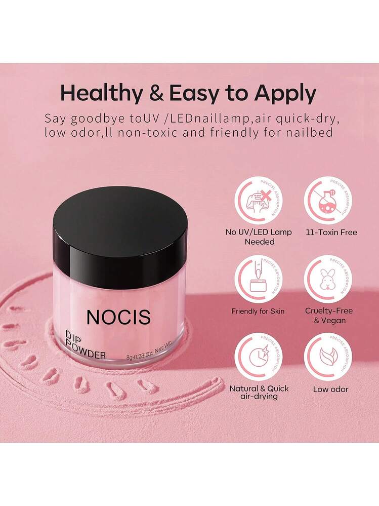 NOCIS Dip Powder Nail Kit - Acrylic Nails Starter Set With 4 Color Powders (Gray, Pink, Black Glitter), Base Coat, Top Coat, Activator, Brush, Buffer & Nail File - Non-Scented DIY Manicure Toolsacrylic Press On Nails - Multicolor - View 5