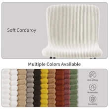 AINPECCA Bar Stools Set Of 2/4 Corduroy Cushion Breakfast Kitchen Counter Chairs With Metal Legs, Backrests & Footrests - Beige - View 3