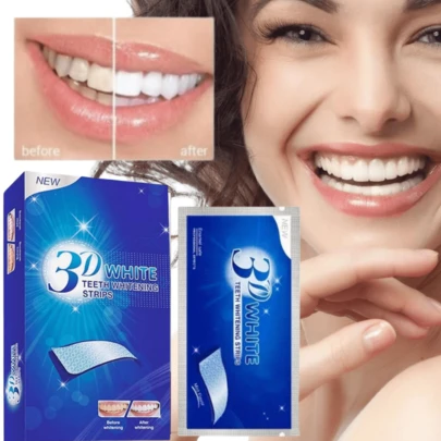 牙齿美白贴片 - 去除茶渍、咖啡渍、烟渍，恢复牙齿光泽，深层清洁，口腔卫生，牙齿美白，粘合剂