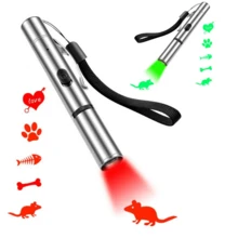 5-In-1 LED Projection Pen, Multifunction Pet Projection Flashlight - Cat Paw, Bone, Fish Bone, Heart, Mouse Patterns, Stainless Steel USB Rechargeable, Red & Green Light, Innovative Cat Toy, Cat Training Accessory To Enhance Interaction - Multicolor - View 6