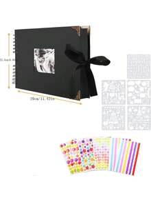 圣诞节DIY相册套装，含80页黑色内页、照片胶贴，DIY礼物，婴儿剪贴簿套装，家庭、周年纪念、生日、情人节、婚礼相册，包含贴纸，毕业礼物，家居装饰，新年礼物 - 彩色 - 查看 2