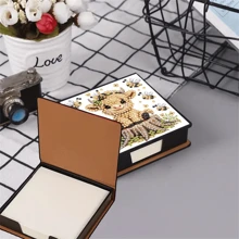 1 件 DIY 钻石艺术不对称水晶钻画，黑色仿皮便笺盒，含 160 张纸，适合家庭办公和学校用品，手工制品，可爱文具，节日礼物 - 彩色 - 查看 2