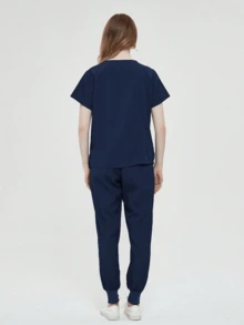Conjunto de 2 Piezas Uniforme Quirúrgico Anti Fluidos Dama Excelente Calidad, Mujer Uniforme Medico, Conjunto Quirúrgico Filipina Pantalon, Pijama Uniforme Antifluidos Mujer - Azul Marino - Ver 6
