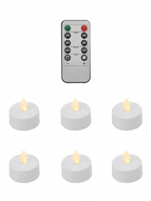 6/12/24 đèn trà LED không ngọn lửa có điều khiển từ xa, nến chạy bằng pin nhấp nháy, đèn LED điện chân thực hơn 200 giờ, thích hợp để tặng, trang trí bàn ăn, đám cưới, tiệc tùng, trang trí nhà cửa, kỷ niệm, giáng sinh, trang trí Halloween - trắng - Xem 11
