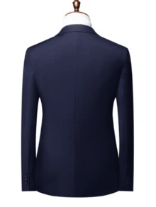 Áo khoác blazer trơn màu thường ngày cho nam, Áo khoác vest nhỏ thời trang cho doanh nhân trung niên, Mùa thu - Màu xanh hải quân - Xem 2