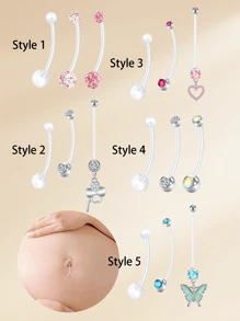 3 buc inel flexibil acrilic transparent pentru buric de sarcină, 14G personalizat, pandantiv, bijuterii pentru piercing de maternitate pentru burtă, inele pentru buric de maternitate 25/32/35/38 MM