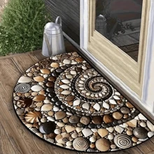 [Tapis semi-circulaire en polyester] Tapis semi-circulaire en polyester antidérapant 1 pièce avec thème fleurs et abeilles - Convient pour une utilisation intérieure/extérieure - Idéal pour le salon, la chambre, la cuisine, la salle de bain, le patio, la décoration de la maison et la décoration extérieure Tapis de sol Tapis de porte Décoration de salle de bain Décoration d'automne Accessoires de salle de bain Rentrée des classes