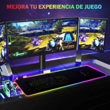 Mousepad RGB Gamer XXL, Alfombrilla RGB Gamer, Tamaño Grande 800x300x4mm con Base de Goma Antideslizante, Negro - Negro - Ver 3