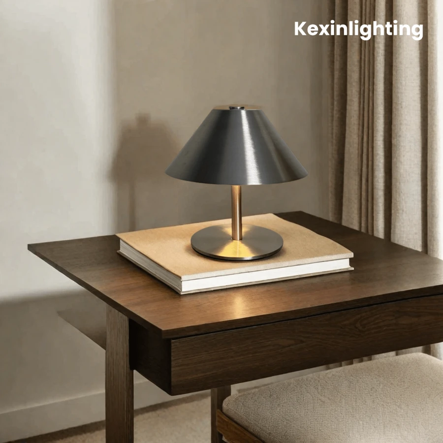 Kexinlighting 1个北欧风格触控台灯，无线单色台灯，LED触控台灯，便携式触控台灯，3种色温可调台灯，可调光台灯，卧室台灯，锥形金属灯罩，独特触控台灯，适用于家居装饰/办公室装饰/餐厅装饰/节日礼物