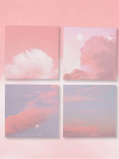 50/100/200/400/600/800/1000pcs Gradient Color Sticky Notes, Random Color Styles (50pcs/Book), 5 Styles: Sunset, Colorful Clouds, Dawn, Sunset, Twilight. Minimalist Cloud Design, Fairy Style. Cute And High Quality, Suitable For Students, Casual Back To School Style, Message Memo Pads, Teacher Rewards For Students, Favorite Reward Gifts, High-Value Portable Student Sticky Notes, Self-Adhesive