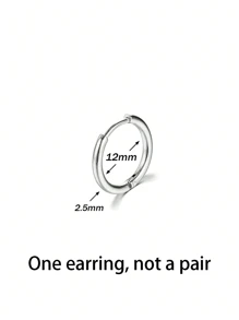 1入組2.5mm規格男女皆可使用不銹鋼耳環夾/耳環/耳釘,簡約設計,適用於helix穿孔,尺寸8-20mm（多種選擇）