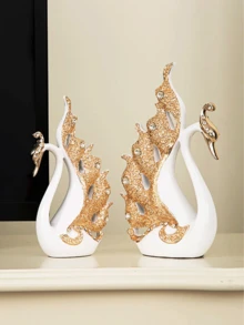 2pcs Couple Swan Home Living Room Wine Cabinet Decoration Ornaments Light Luxury Office Resin Crafts,Suitable For Home Decor, Bedroom Decor, Office And Students, The Best And Christmas Gift,Wintertime