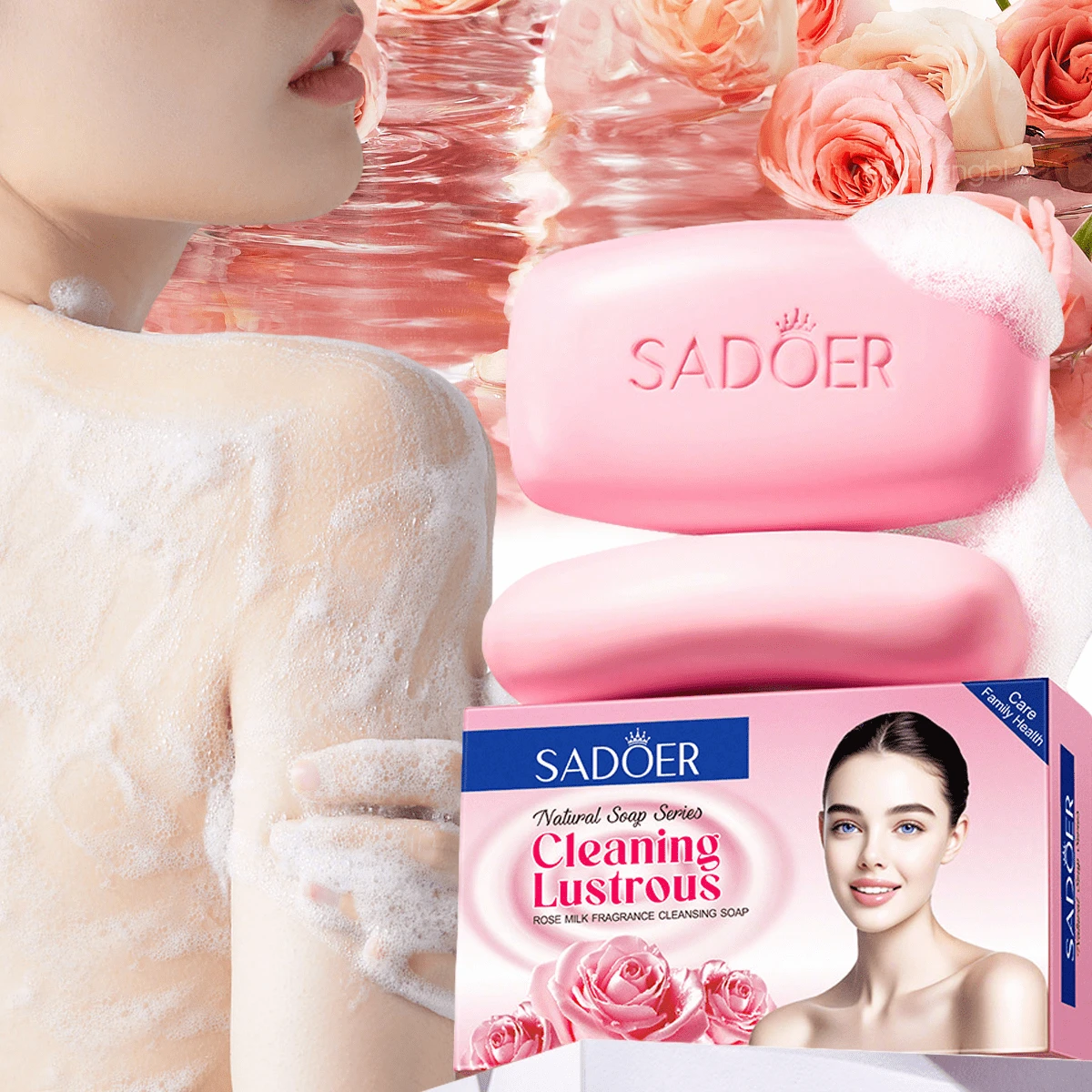 1块玫瑰蜂蜜香氛洁面皂，深层清洁，丝滑不干燥，控油，含烟酰胺，清洁不干燥，洗后不紧绷，持久留香，可用作洁面皂、沐浴皂、卸妆皂，手工皂，适合所有肤质。 - 彩色 - 查看 1