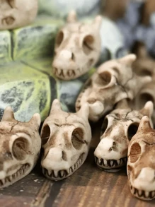 10 件龙头骷髅盆景装饰摆件，适用于酷炫花园装饰微缩模型、花园铺路石雕像、鱼缸装饰铺路雕像、万圣节装饰摆件、万圣节派对礼品、万圣节装饰用品 - 彩色 - 查看 7