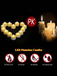 6/12/24 đèn trà LED không ngọn lửa có điều khiển từ xa, nến chạy bằng pin nhấp nháy, đèn LED điện chân thực hơn 200 giờ, thích hợp để tặng, trang trí bàn ăn, đám cưới, tiệc tùng, trang trí nhà cửa, kỷ niệm, giáng sinh, trang trí Halloween - trắng - Xem 8
