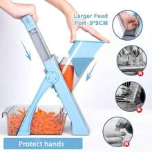 多功能手动蔬菜切片器和刨丝器，胡萝卜土豆切片器，直刃设计，无需用电，适合家庭烹饪和餐厅使用，圣诞礼物 - 彩色 - 查看 6