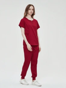 Women Two-Piece Outfits - Burgundy - View 7
