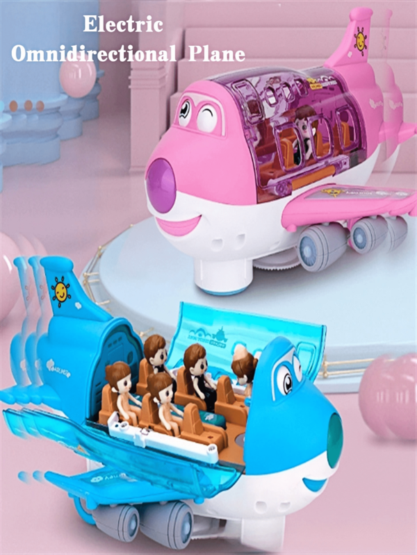 Süßes elektrisches Flugzeug Spielzeug für Kinder - Allseitige Bewegung, 360° Drehung, coole Lichter & Musik, 3-Stufen Geschwindigkeitseinstellung, automatisch ausfahrende Hülle, drehbare & abnehmbare Figuren. Interaktives Eltern-Kind Spielzeug, perfektes Weihnachtsgeschenk für Jungen & Mädchen