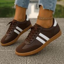 Women's Casual Sneakers Lightweight Comfortable Low Sole Non-Slip Social Shoes - 咖啡棕 - 查看 2