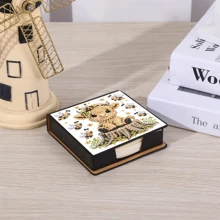 1 件 DIY 钻石艺术不对称水晶钻画，黑色仿皮便笺盒，含 160 张纸，适合家庭办公和学校用品，手工制品，可爱文具，节日礼物 - 彩色 - 查看 5