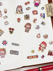 80 szt./opakowanie naklejek z brokatem w kształcie kreskówek, wodoodporny materiał PET, klej bez śladów, błyszczący wzór, nadaje się do scrapbookingu, etui na telefony, laptopów, butelek na wodę, deskorolek, bagażu, dekoracji kasków