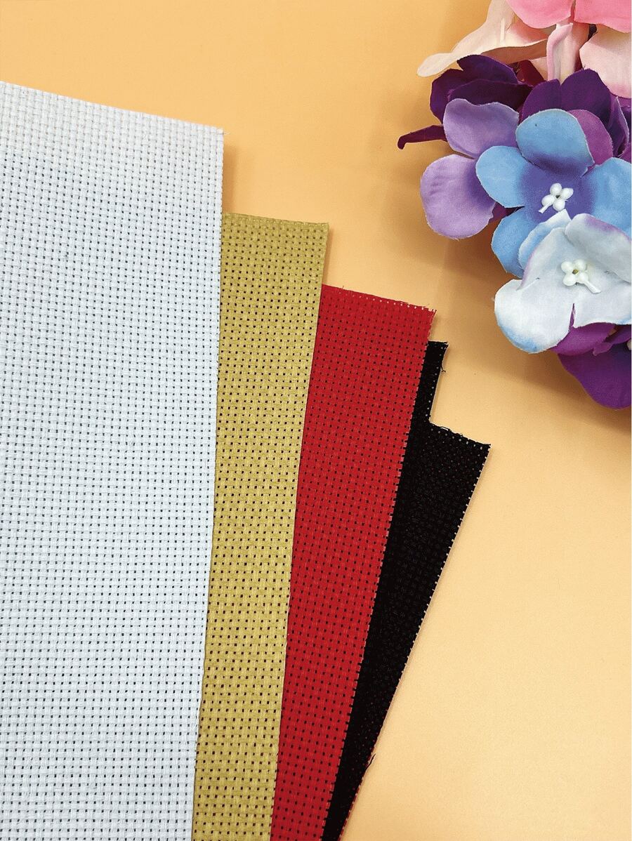 Tela de mezcla de algodón con rejilla media de 30*45cm, tela de punto de cruz precortada, rojo/negro/blanco/marrón, proyecto de bordado DIY