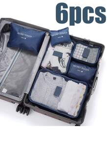 1/6 件套旅行整理袋套装、洗衣袋、衣服拉链储物袋、鞋袋六件套、旅行衣物整理袋、宿舍必备学校学生老师旅行收纳袋套装带内衣袋防水防尘拉链行李返校尼龙、男女学生旅行必备品 - 西瓜粉 - 查看 12