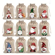 24pcs Christmas Burlap Gift Bags | Santa Claus Linen Drawstring Bag Set For Holiday Party Gifts And Jewelry Storage - Suitable For Christmas And New Year Party Supplies(3/12/24pcs)