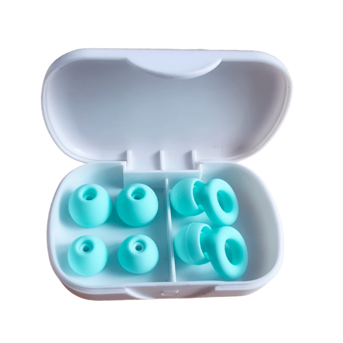 可重复使用的硅胶隔音耳塞，配有 3 种尺寸的可更换耳塞头，可水洗的睡眠降噪耳塞，佩戴舒适无痛，白色高级收纳盒 - 彩色 - 查看 9