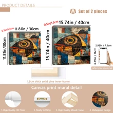 1 件现代抽象彩色鱼帆布艺术印刷品、现代墙壁艺术海报、房间装饰、客厅和卧室家居装饰、鲜艳色彩的几何鱼设计、客厅装饰 | 抽象鱼艺术 | 鲜艳的色彩艺术、鱼装饰、带框或无框