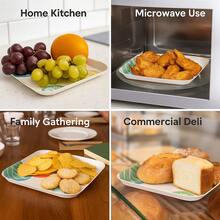 Short Rectangular Disposable Paper Plates - 10/30/50PCS Plates With Leaf Printing Design - For Dessert, Snacks,Catering,BBQ,Birthday,Holiday Gathering