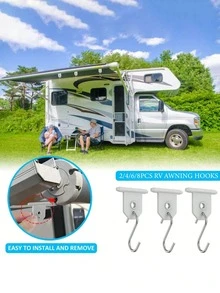 房车遮阳篷灯挂钩露营遮阳篷配件挂钩、房车遮阳篷灯夹、露营车灯支撑挂钩套装 - 紧凑型 S 形挂钩，适用于圣诞派对露营帐篷室内外用品 - 彩色 - 查看 3