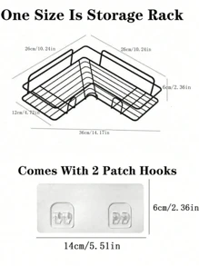 رف حمام، رف حمام قابل للتعليق، رف تخزين مثلث بدون ثقب للحمام والمطبخ، رف تخزين حمام بدون ثقب قطعة واحدة