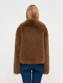 1pc Women's Solid Color Faux Fur Soft Jacket, Suitable For Autumn/Winter, Music Concerts, Halloween, Office, Outings, Birthday, Sexy Nightclub, Casual