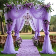 1pc 118.17in/315.02in/393.7in Elegant Light Purple Wedding Arch Curtain, Suitable For Ceremony & Reception Venue Decoration, Fit For Engagement, Valentine's Day, Reception, Party, Holidays, Birthday, Wedding Or Special Occasions, Suitable For Halloween And Christmas Events And Parties - Mauve Purple - View 5