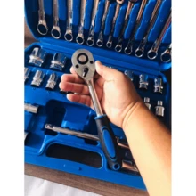 37 Piece Professional Tool Kit Combination Wrench Set With Sockets And Large Ratchet - Bạc - Xem 2