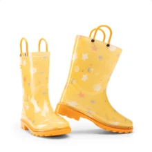 Kids' Waterproof Rain Boots Lightweight Pull-On Toddler Boots With Handles For Girls & Boys Cute Playtime Outdoor Shoes Orange - 黃色 - 查看 7