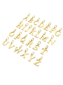 1pc Gold Stainless Steel Initial Letter Pendant, 26 English Alphabet Gold Charms, Suitable For Jewelry Making, Earrings, Necklaces, Bracelets, Anklets, Bag Charms, Keychains, Phone Case Decorations, Summer Beach Accessories, Back To School/Graduation Gifts, Halloween, Christmas