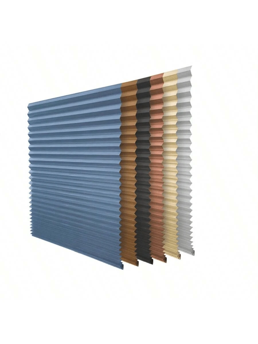 3pcs/Set, Multi-Color & Size Options, Minimalist Pleated Curtain, Clever Semi-Sheer Breathable No-Drill Easy Installation, Pull-Up Design, Customizable Fit For All Rooms, Adds Elegant Vibe To Space - Multicolor - View 1