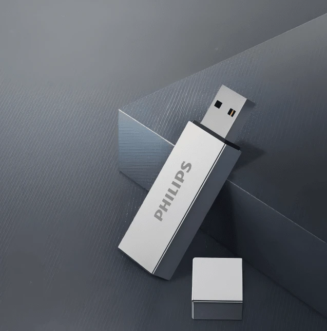 PHILIPS 飞利浦21UA-B金属U盘，USB2.0接口，沉稳灰外观，小巧便携，适合办公、学习、车载使用，存储性能稳定，经典耐用