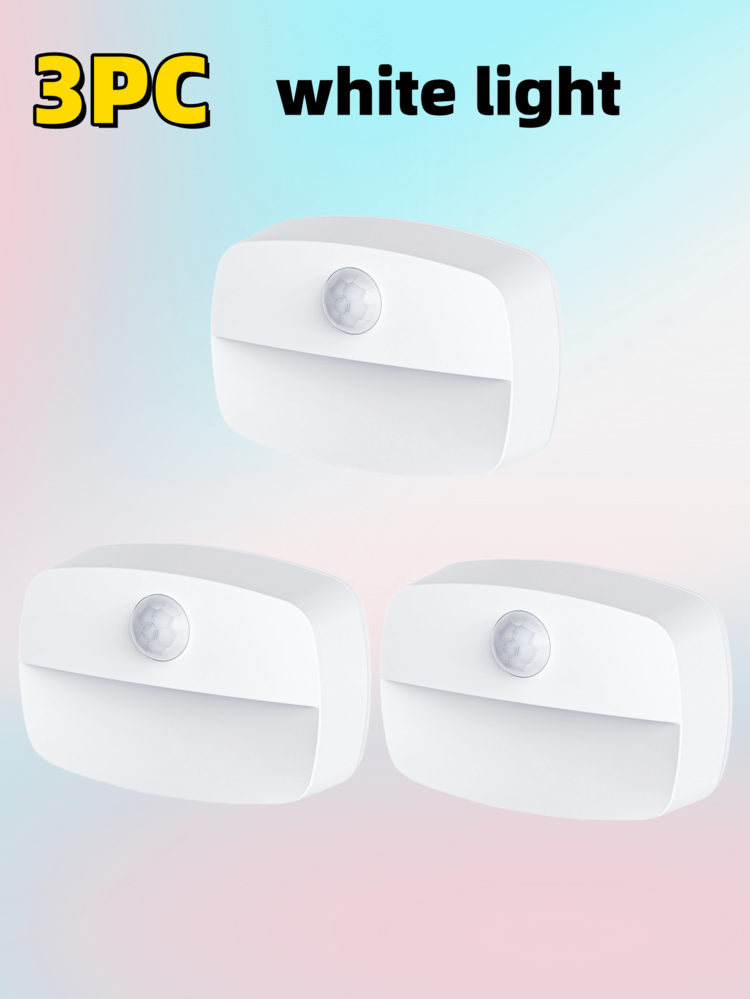 1pc | 3pcs | 6pcs Motion Sensor LED Round Light, Suitable For Corridor, Wardrobe, Stairs, Desk, School, Bedroom, Portable Night Light - White - View 6