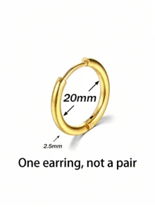 1入組不鏽鋼18k鍍金耳環,2.5毫米厚度,尺寸: 8-20mm,男女皆宜用於耳部穿孔 - 金黃色 - 查看 19