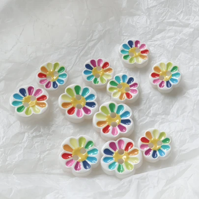 10/20pcs Colorful Dotted Flower Two-Eye Small Buttons, Handmade Sewing Buttons Decor Accessories For Sweater, Cardigan, DIY
